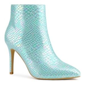 Aqua Iridescent Heeled Boots